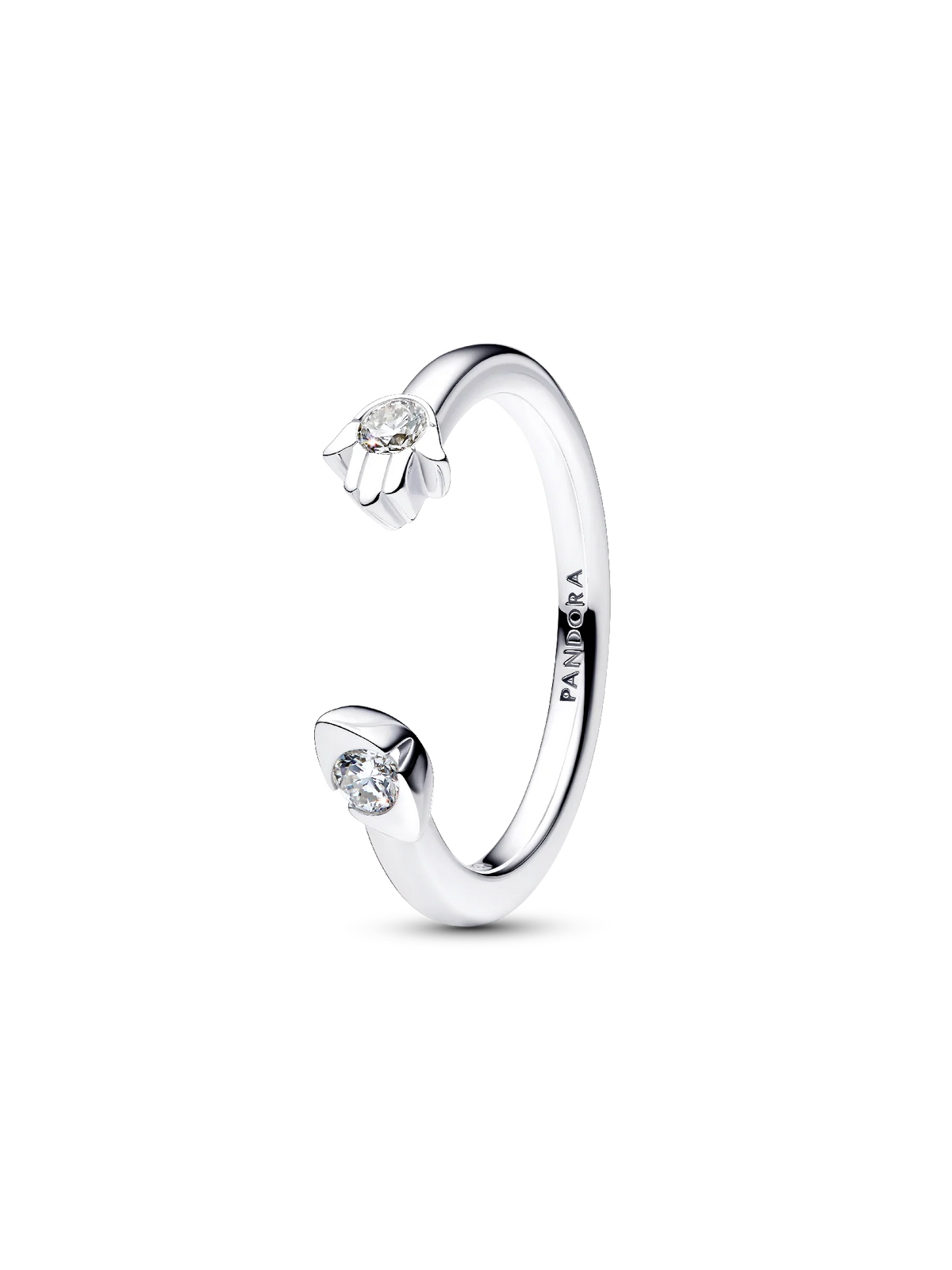 Pandora Talisman Sterling Silver Lab-Grown Diamond Evil Eye & Hamsa Hand Open Ring