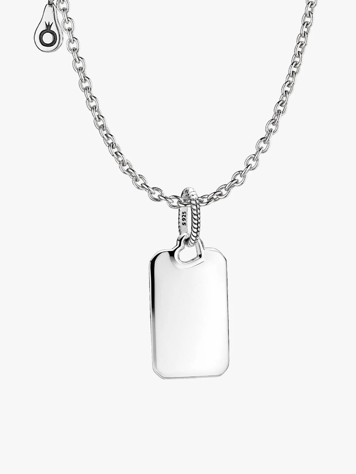 Engravable Rectangle Tag Pendant Necklace Set