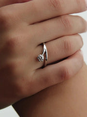 FINAL SALE - Pandora Nova 14k White Gold Lab-grown Diamond Asymmetric Ring