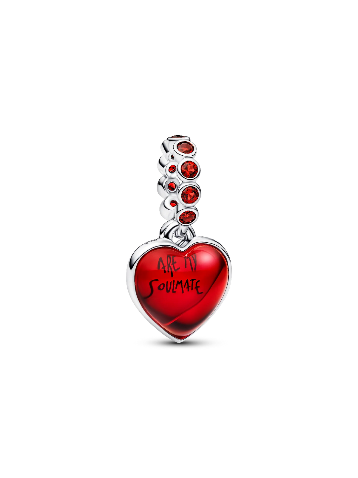 Red Murano Glass Heart Double Dangle Charm