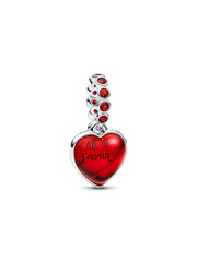 Red Murano Glass Heart Double Dangle Charm