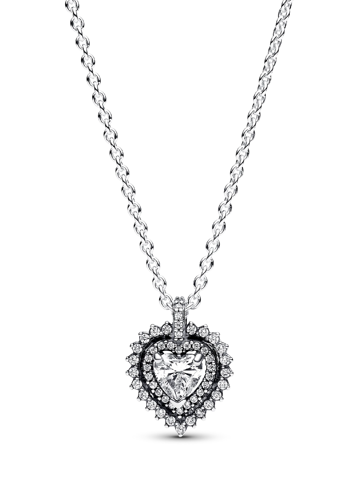 Sparkling Heart Halo Pendant Necklace