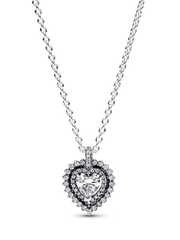 Sparkling Heart Halo Pendant Necklace