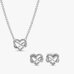 Sparkling Infinity Heart Necklace Set