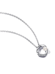Organically Shaped Pavé Circle & Treated Freshwater Cultured Pearl Collier Necklace