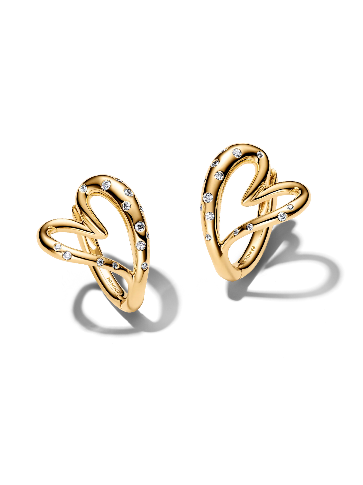 Organically Shaped Stone-Set Heart Hoop Earrings