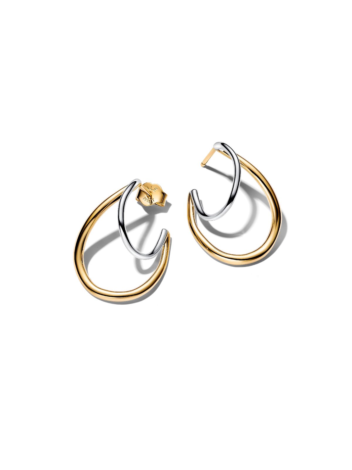 Organically Shaped Two-Tone Double Hoop Earrings