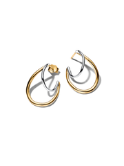Organically Shaped Two-Tone Double Hoop Earrings