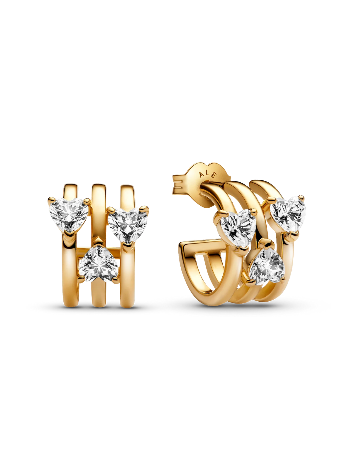Triple Heart Hoop Earrings
