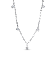 Pandora Talisman Sterling Silver Lab-Grown Diamond Dangle Symbols Paperclip Chain Necklace