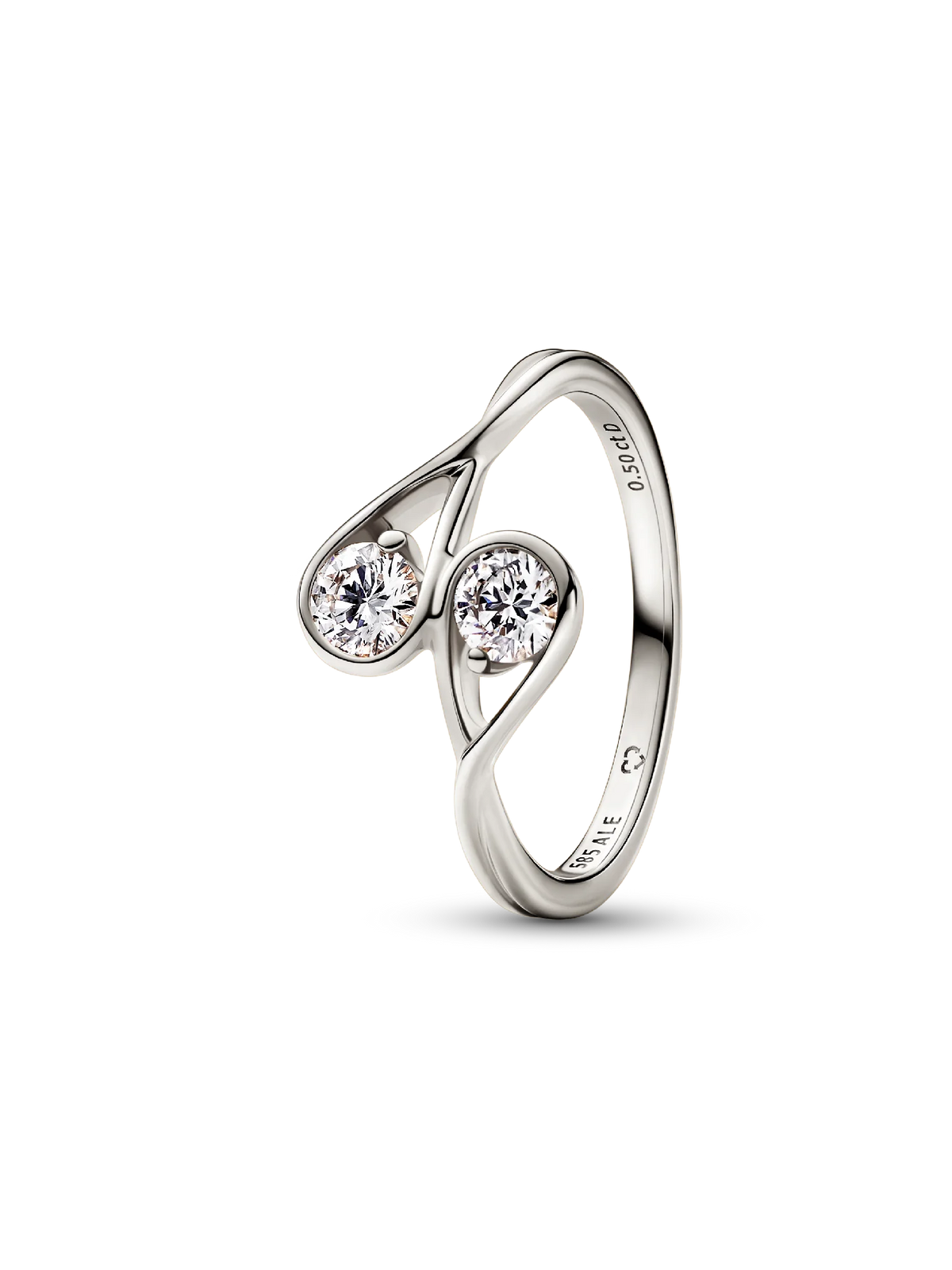 FINAL SALE - Pandora Infinite 14k White Gold Double Lab-grown Diamond Ring