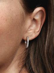 Sparkle and Pandora Logo Hoop Earrings