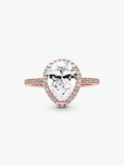 Sparkling Teardrop Halo Ring