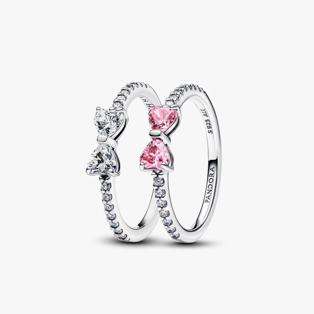 Sparkling Bow Duo Ring Set