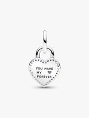 Two-tone Twistable Heart Padlock Double Dangle Charm