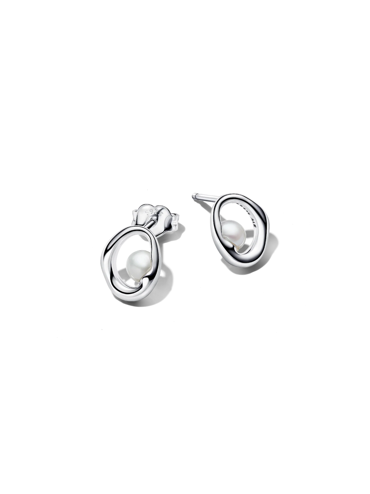 Organically Shaped Oval & Treated Freshwater Cultured Pearl Stud Earrings