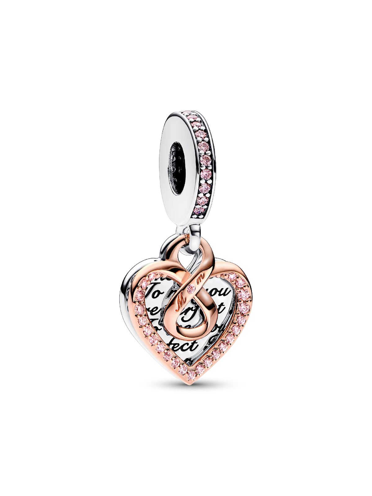 Two-tone Infinity Heart Double Dangle Charm