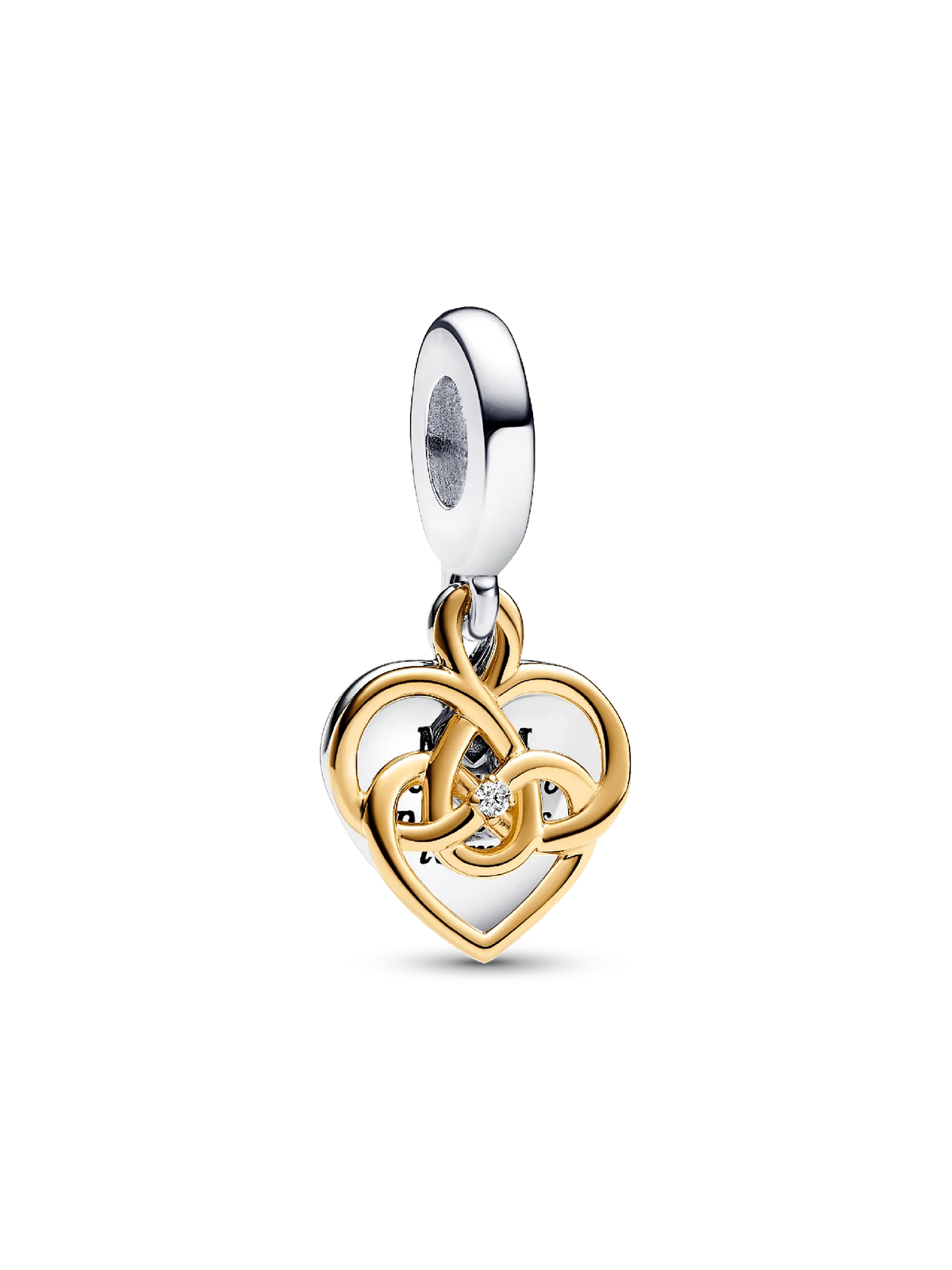 Lab-grown Diamond Engravable Mom Double Dangle Charm
