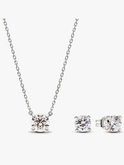 Pandora Era Lab-grown Diamond Pendant Necklace and Earring Set 2.00 carat tw 14k White Gold