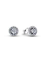 Round Pavé Halo Stud Earrings