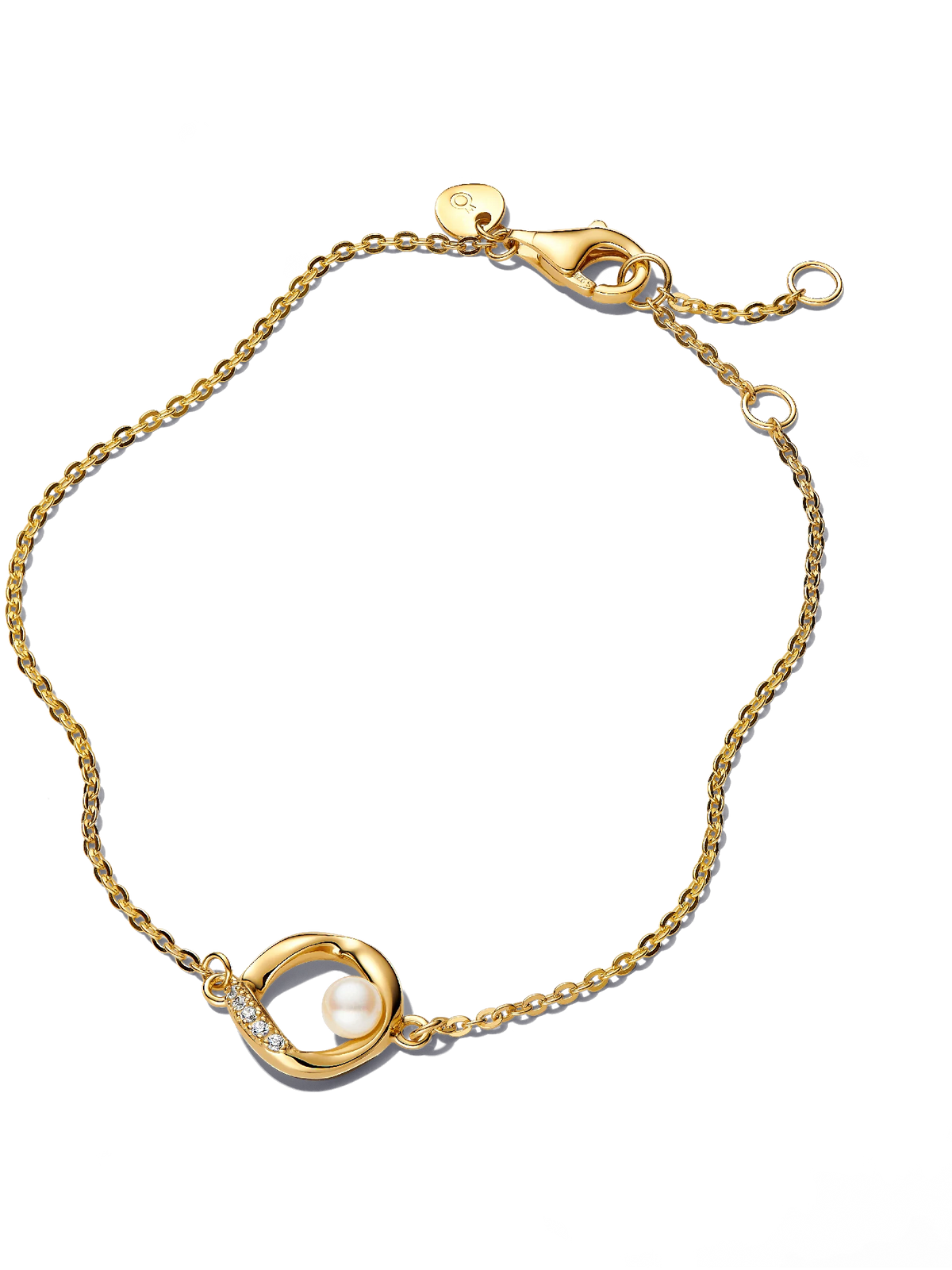 Organically Shaped Pavé Circle & Treated Freshwater Cultured Pearl Bracelet