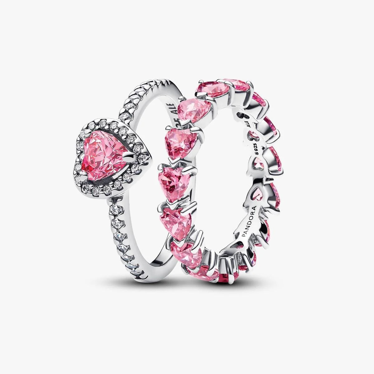Pink Heart to Hearts Ring Set